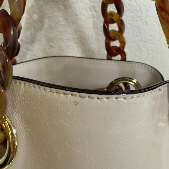 FRANCES VALENTINE Crinkled Leather Skip Tote Bag In Oyster - Picture 7 of 7